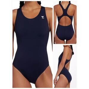 TYR Durafast Elite Maxfit Racerback Navy Blue One Piece Swimsuit Women's 36